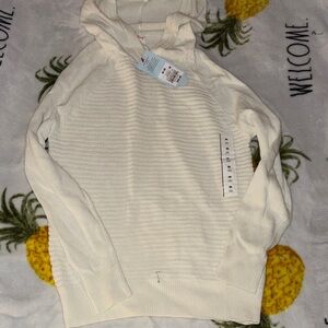 Cream Hooded Knit Sweater 8